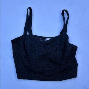 Divided Black Lace Crop Top